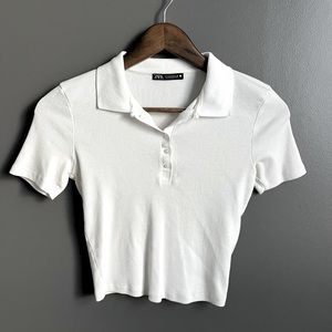 Zara White Button Up Tee